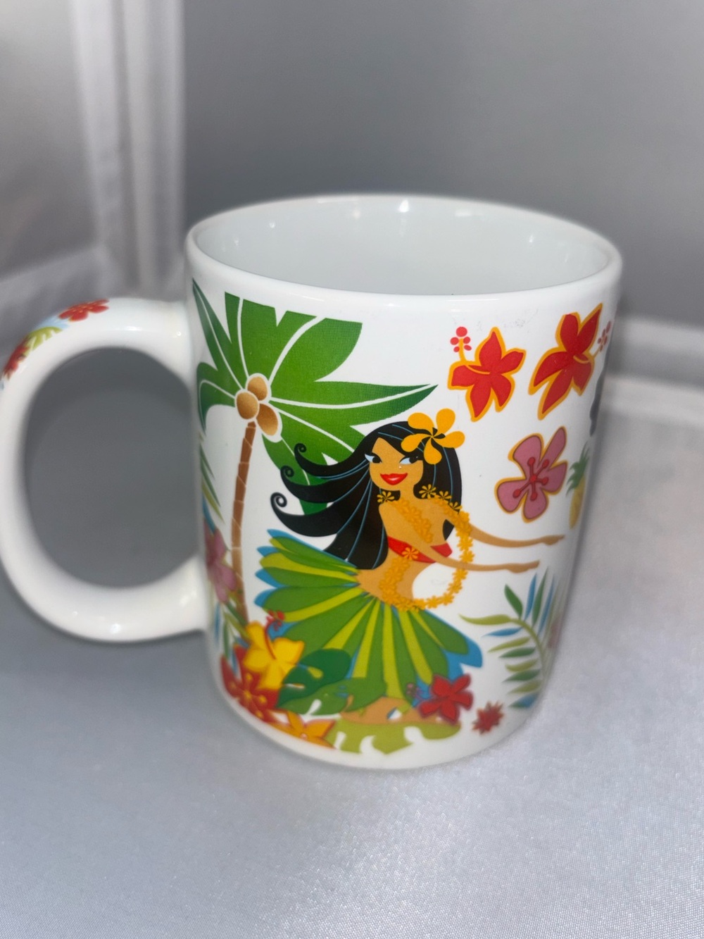 Island Hula Honeys 3.75" White Mug w/4 Hula Girls TMC for ABC Stores